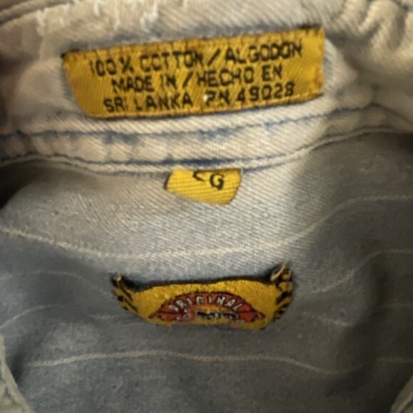 Justin Boots XL Denim Shirt Is Railroad Pinstripe Shacket Western Cowboy Snap - Picture 7 of 16